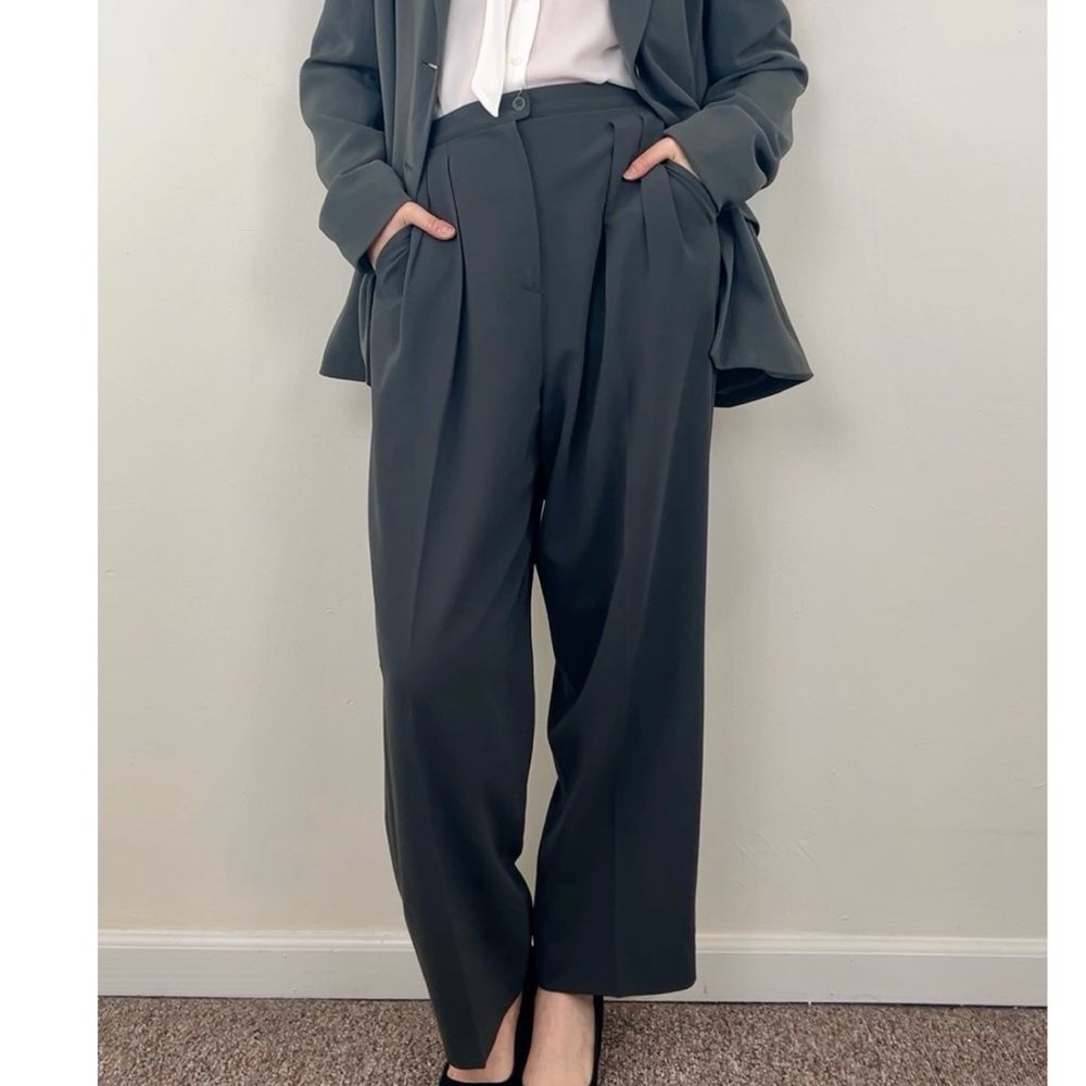 Vintage Jones New York Dark Green Tapered Work Trousers Slacks